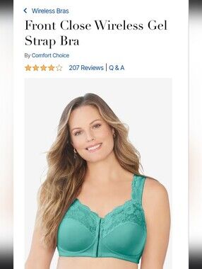 Comfort Choice Front-Close Wireless Gel Strap Bra Sz 48G #88842 Oceanic Teal